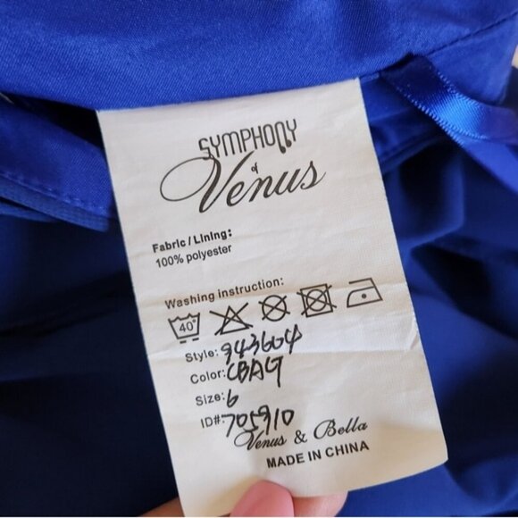 Symphony of Venus Cobalt Blue Strapless Maxi Dress Formal Gown Prom Bridesmaid - Picture 9 of 15